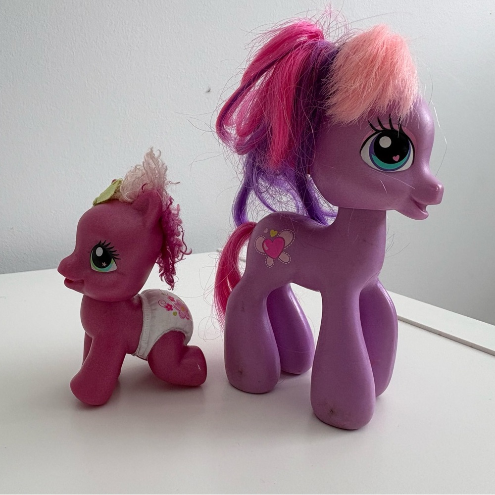 My Little Pony Mom Baby Set Hasbro Pink Purple Pony Bundle - Picture 2 of 7